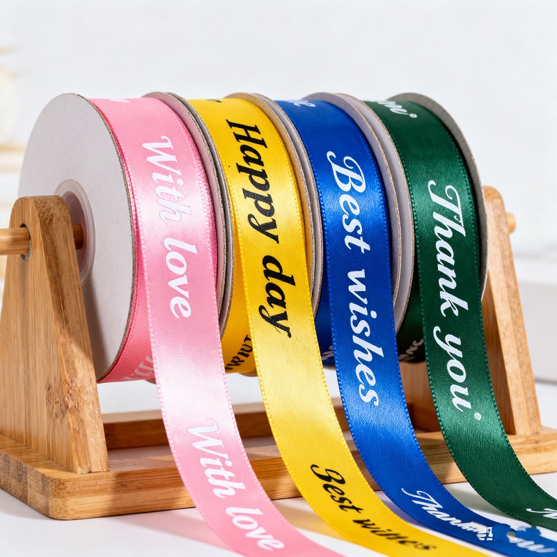 Factory Custom Personality Silk Screen Printed Branded Polyester Decorative Gift Ribbon with Embossed Logo