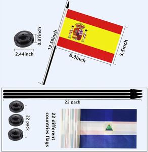 Ensemble de drapeaux de bureau pour pays hispanophones d'Amérique latine, 13 pouces, avec mât noir à pointe, pliable, résistant aux UV, en polyester, Heritage - Product Image 4
