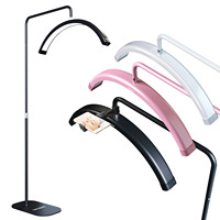 Lampe LED professionnelle FOSOTO en forme de demi-lune pour la beauté, lampe sur pied pour extensions de cils, tatouage et vidéo