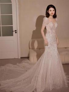 Vestido de Noche de Lujo con Cuello en V, Estilo Princesa, Talla Grande, Vestido Blanco <span class=keywords><strong>para</strong></span> <span class=keywords><strong>Boda</strong></span> <span class=keywords><strong>Civil</strong></span> - Product Image 3