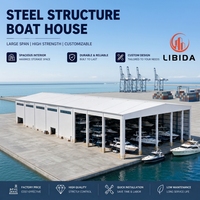 Grand hangar à bateaux en acier à portée libre, sans colonne centrale, résistant au vent et à la neige, structure en acier préfabriquée à forte charge, atelier pour bateaux
