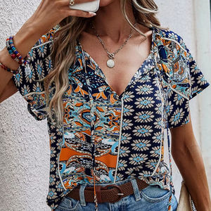 Blusa elegante Vintage Bohemia con estampado Floral para mujer, Kimono largo de verano, patrón 3D, decoración de logotipo, gasa, nuevo diseño - Product Image 1