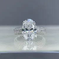 Bague en moissanite de luxe Mushan, 4,5 carats, 8x12, forme œuf de pigeon, pour femme, en argent sterling 925, bague de précision