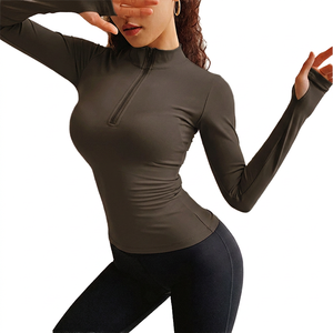 Women's Plus Size Long Sleeve <b>Zipper</b> T-Shirt Breathable Workout Yoga Fitness <b>Top</b> for Running & Gym Sport Fashionable Sets - Product Image 3