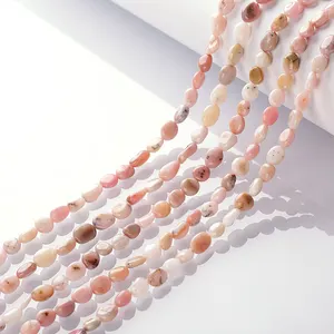 1 Strand Natural Pink Opal Gemstone Round Gem Nugget 6-8mm Loose Stone Beads 38CM für Jewelry Craft Making