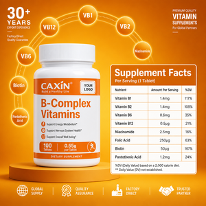 Vitamin B-Complex <strong>Tablets</strong> <strong>Adult</strong> Nutrient Supplement with B1 B2 B6 Niacin Folic Acid Pantothenic Acid OEM ODM Private Label logo - Product Image 3