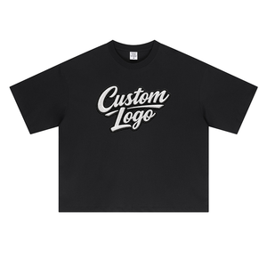 Custom Plain Embroidery Printing Print Logo Cotton Cropped Boxy Fit Blank <b>Tshirt</b> T-shirt HeavyWeight T Shirt For Men - Product Image 1