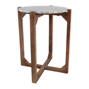 Tavolino rotondo con piano in marmo e base in legno per soggiorno, camera da letto, decorazione per la casa - Product Image 2