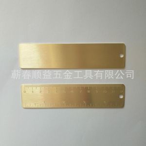 Mini regla de cobre de 12 cm, herramienta de medición portátil estilo marcapáginas para uso en papelería - Product Image 2