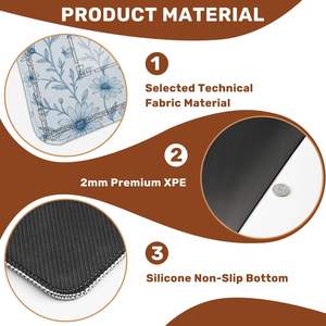 Tapis de mahjong vintage bleu à motifs floraux 31,5x31,5 antidérapant et insonorisant pour jeux de dominos et de société - Product Image 4