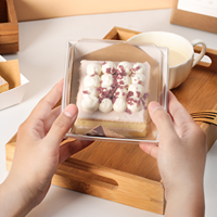 Boîte à dessert en papier écologique personnalisée avec couvercle en plastique transparent haute transparence et système de verrouillage sécurisé pour pâtisserie