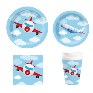 Ensemble d'assiettes en papier DAMAI personnalisées, ciel bleu, avion rouge, vaisselle jetable, fournitures de fête pour enfants, anniversaire de garçon - Product Image 4