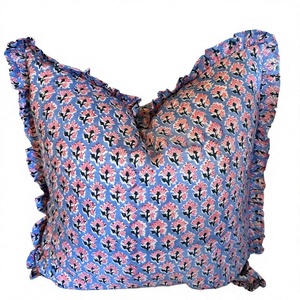 Bloc indien imprimé bohème volant housse de coussin maison décorative Vintage Boho rose Floral carré Rectangle coussins literie - Product Image 1