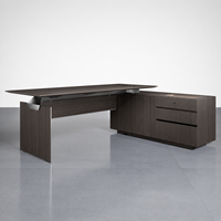 Bureau de direction moderne de luxe en MFC, modulaire, grand format, avec armoire de présentation en verre pour le bureau du PDG/du président