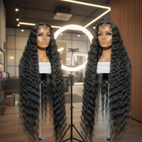 Perruques Lace Frontale 360 Deep Wave en Cheveux Humains Vierges Brésiliens, Dentelle Transparente, Longues