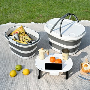 Organizador <span class=keywords><strong>de</strong></span> <span class=keywords><strong>Picnic</strong></span> Plegable Portátil <span class=keywords><strong>de</strong></span> Plástico con Soporte para Teléfono y Cesta para Ropa para Uso en Exteriores y en el Hogar - Product Image 1