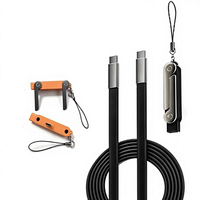 Cable USB C Naranja PD 240W de Carga Rápida, 1.5m, Trenzado de Nailon, Tipo C a C 2 en 1, Soporte Invisible, Cable de Carga USB para Teléfono