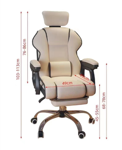 Fauteuil ergonomique moderne avec base en acier inoxydable et revêtement en cuir PU, repose-pieds dissimulé, pour la maison ou le bureau - Product Image 2