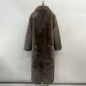 Manteau long en fausse fourrure pour femme, style streetwear hiver, manteau en fausse fourrure moelleuse et duveteuse, manteau en fausse fourrure marron, manteau en fausse fourrure <span class=keywords><strong>de</strong></span> luxe, manteau en fausse fourrure épaisse et chaud - Product Image 3