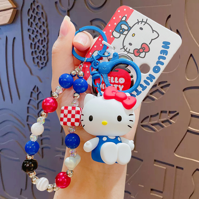 Chaîne de perles Sanrio rouge bleu blanc kt