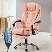 Silla de Oficina Ejecutiva de Cuero PU con Respaldo Alto y Masaje con Vibración, Silla Reclinable Giratoria con Reposapiés para el Hogar y la Oficina