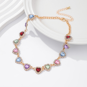 流行の多色アクリルピーチハートチョーカーネックレス女性用Y2Kレディースカラーストリートウェアアクセサリーファッションジュエリーギフト - Product Image 3