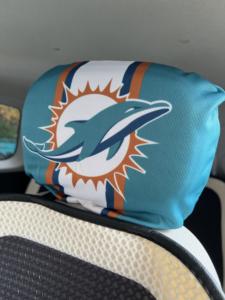 Miami Dolphins 2025 diskon besar sarung bantal mobil kustom kualitas tinggi perkumpulan Wanita sarung bantal mobil penutup sandaran kepala kursi mobil - Product Image 4