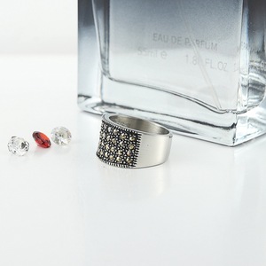 yunnique Women's <b>Titanium</b> Steel Gemstone <b>Ring</b> Pave Setting Geometric Design Gift Jewelry - Product Image 3