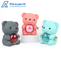 Nouvelle Saint Valentin Ours Rotatif Fleur Éternelle Cadeau Boîte Anneau Collier Boîte À Bijoux En Gros