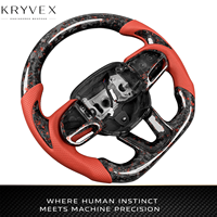 Volant en cuir forgé de style sport rouge Kryvex pour Dodge Charger 2015-2022, volant de voiture personnalisé en fibre de carbone