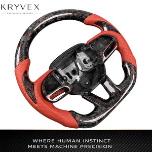 Volante Deportivo Kryvex para <span class=keywords><strong>Dodge</strong></span> Charger 2015-2022, Estilo Deportivo Rojo, Volante de Cuero Forjado Personalizado, Volante de Fibra de Carbono para Automóvil - Product Image 3