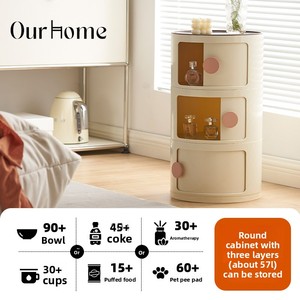 <span class=keywords><strong>Comodino</strong></span> Nordico <span class=keywords><strong>per</strong></span> Adulti con Design Compatto, Ripiano Ultra-Sottile, Mobiletto di Alta Gamma in Plastica con Apertura a Scorrimento - Product Image 2