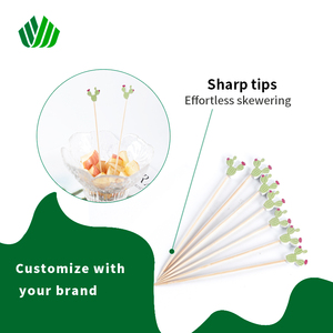 Palillos de Cóctel de Bambú con Forma de <span class=keywords><strong>Cactus</strong></span> de 13 cm, Ecológicos y Compostables, <span class=keywords><strong>para</strong></span> Fiestas Tropicales, Barbacoas y Decoración de Restaurantes - Product Image 3