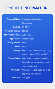 Beta-Difosfopyridine Nucleotide 99% Zuiverheid Aloë Vera Kruidenextract <span class=keywords><strong>Nicotinamide</strong></span> <span class=keywords><strong>Adenine</strong></span> <span class=keywords><strong>Dinucleotide</strong></span> Vitamine Poeder Voedsel - Product Image 4