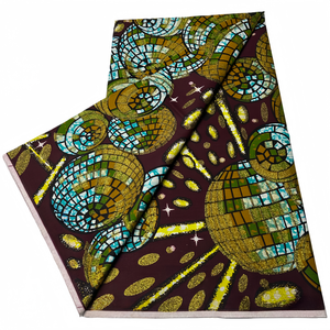 100% שעווה סופר אפריקאי דפוס שעווה סופר אפריקאי זהב בד כותנה אמיתי של בד עץ שעווה אנקרה - Product Image 2