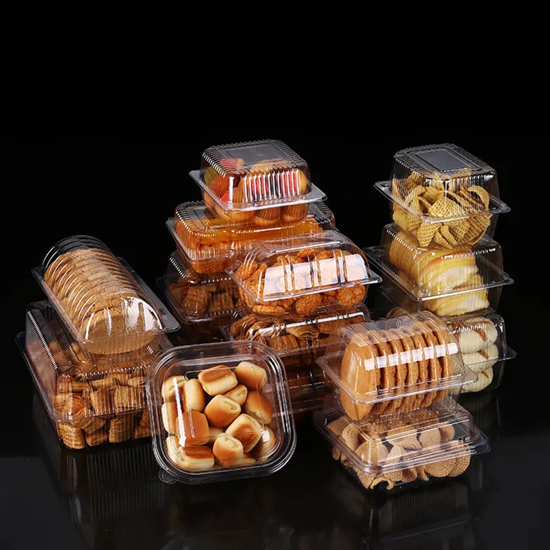Tek kullanımlık plastik PET meyve sebze çerezler tatlı Cupcakes gitmek için ambalaj kutusu kapaklı gıda konteyner