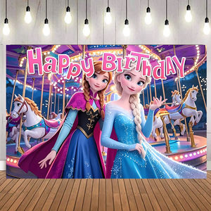 <span class=keywords><strong>Frozen</strong></span>-theme Elsa Anna Princesa Telón de fondo Baby Shower Fiesta de <span class=keywords><strong>cumpleaños</strong></span> Evento Decoraciones Hielo Nieve Banner Telón de fondo - Product Image 1