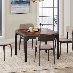 <span class=keywords><strong>Table</strong></span> à manger carrée multifonctionnelle en <span class=keywords><strong>bois</strong></span> <span class=keywords><strong>massif</strong></span> brun de style industriel moderne pour 4 personnes, meubles de salle à manger - Product Image 4