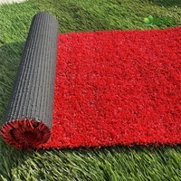 Rouge Vert 10mm Naturel Intérieur Extérieur Paysage Rouge Gazon Synthétique Pelouse Cesped Tapis Gazon Artificiel