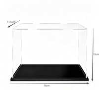 Vitrine en acrylique transparente, boîte anti-poussière avec base noire pour modèles Lego et jouets de collection