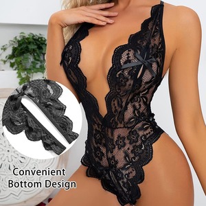 Venta al por Mayor de Conjuntos de Lencería Babydoll de Encaje para Mujer |   Camisón Transparente de Malla para Dormir |   Pijamas Sensuales para Ropa Íntima - Product Image 1