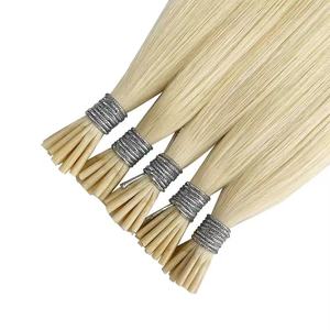 Extensions de cheveux à kératine pré-collée, double trame, pointe plate européenne, <span class=keywords><strong>micro</strong></span>-anneaux, double trame, cheveux humains vierges authentiques pour salon - Product Image 6