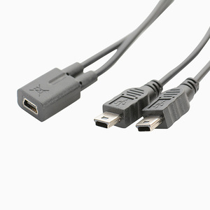 Cable divisor de carga mini USB hembra a doble macho 5p para grabadora de coche y navegador - Product Image 1