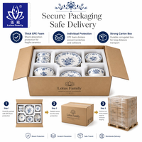 Service de table en céramique bleu vintage français avec motif de fleurs de bégonia en relief, assiettes à dîner, tasse à café et soucoupe, vaisselle pour la maison et la cuisine
