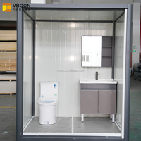 Toilettes portables et cabine de douche avec structure en acier galvanisé, salle de bain mobile pour chantier