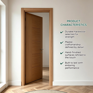 Puerta de madera maciza con núcleo de madera dura y ranura, tamaño personalizado GA-05L, para exterior de casa. - Product Image 2