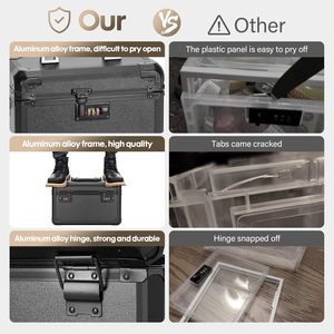 Boîte de rangement verrouillable pour médicaments, argent liquide, téléphone et objets de valeur, à l'épreuve des enfants, portable et durable, 12,2 x 7,8 x 6,8 pouces, noire - Product Image 4