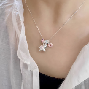 S925 Sterling <b>Silver</b> Unicorn Pendant Necklace With Enamel <b>Charms</b> For Women Gift Chain 405cm Cartoon Animal Zodiac Style - Product Image 2