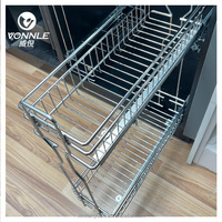 Panier de rangement moderne en acier inoxydable à tirage latéral pour ustensiles de cuisine chinois, idéal pour les armoires