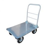 Chariot à plateforme manuel pliable en acier robuste avec roulettes en caoutchouc de 8 pouces, capacité de 400 kg, chariot d'entrepôt